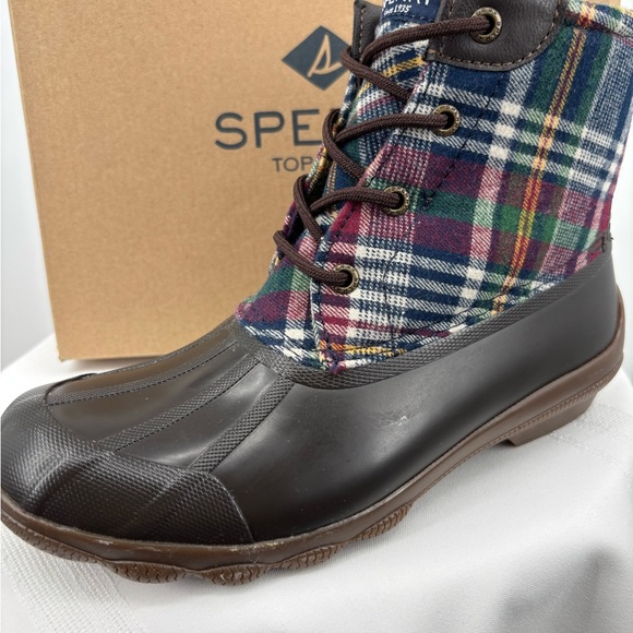 Sperry Duck Boots, Syren Gulf Multicolor Plaid, Size 6.5 - Picture 2 of 9